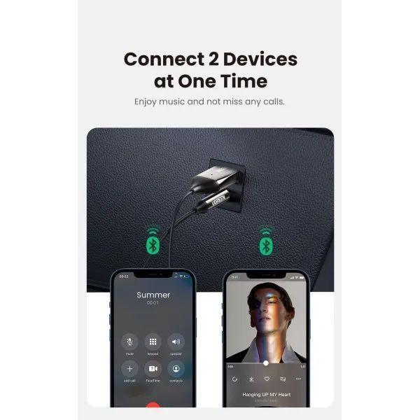 Bluetooth-ресивер UGREEN CM309 Bluetooth Car Receiver Aux with Mic Space Gray 537673163 фото