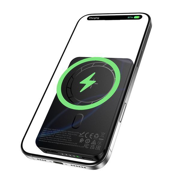 Зовнішній акумулятор BOROFONE BJ82 Dawn magnetic power bank(5000mAh) Black 427593488 фото