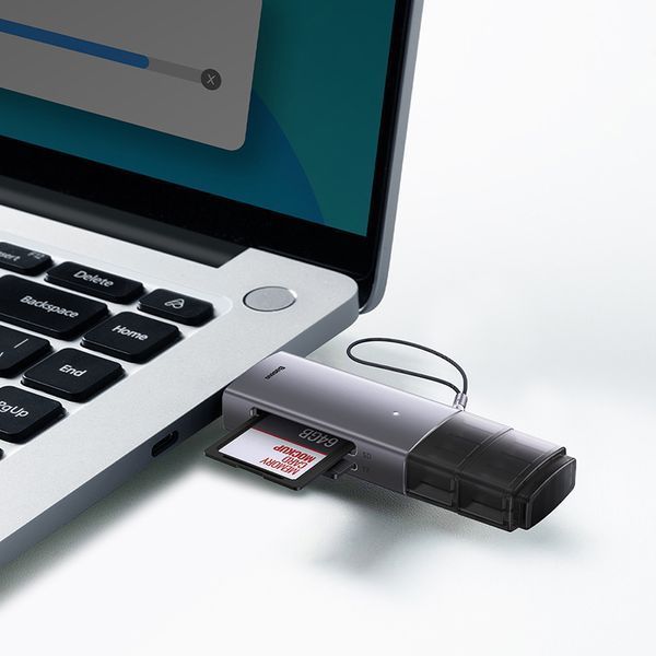 USB-хаб Baseus Lite Series USB-A & Type-C to SD/TF Card Reader Grey 308730896 фото