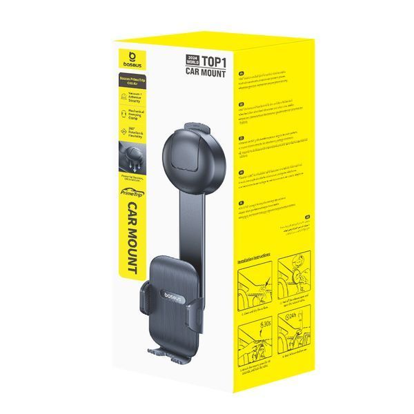 Автодержатель для телефона Baseus PrimeTrip C03 Air Clamping Car Mount (Suction Cup Version, Cosmic Black) 101388807 фото