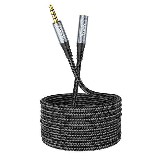 Аудiокабель HOCO UPA20 3.5mm male to 3.5mm female, nylon braid, 2m, Metal Gray 988145948 фото