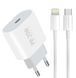 Мережевий зарядний пристрій з кабелем WUW-T79L PD 20W USB C charger with type c to lightning cable 915029787 фото 1