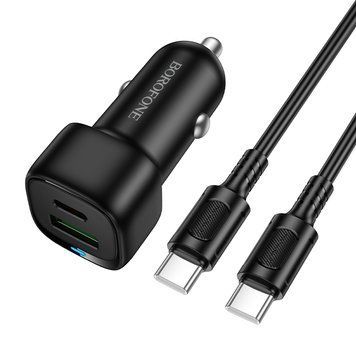 Автомобільний зарядний пристрій BOROFONE BZ34B Cloud PD38W(1C1A) car charger set(C to C) Black 435238968 фото
