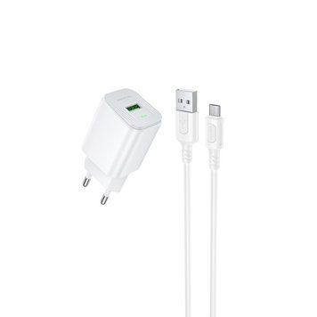 Мережевий зарядний пристрій BOROFONE BAS82A Star single port QC3.0 charger set (Micro) (EU) White 536232162 фото
