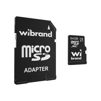 Карта пам'яті microSDXC (UHS-1) Wibrand 64Gb class 10 (adapter SD) 520013730 фото