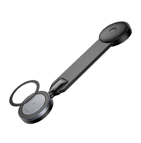 Автотримач для телефона з БЗП HOCO HW29 Totem ring magnetic wireless fast charging car holder (center console) Black Metal Gray 208969241 фото