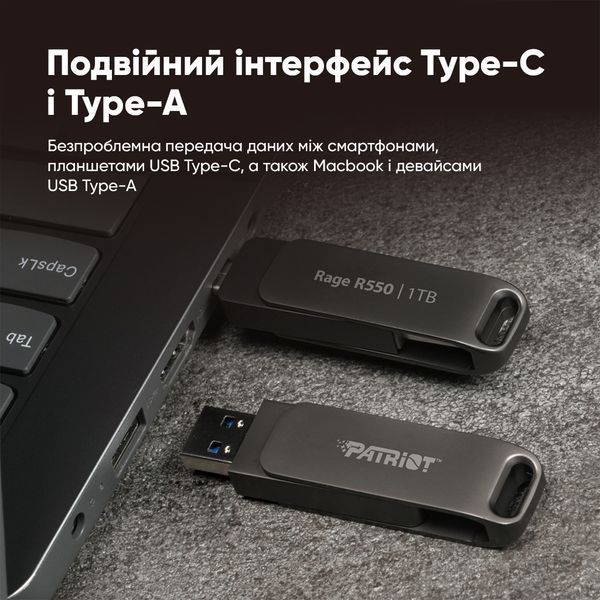 Флеш-накопитель Patriot USB 3.2 Gen 1 Rage R550 128GB Type-A+C 164768557 фото