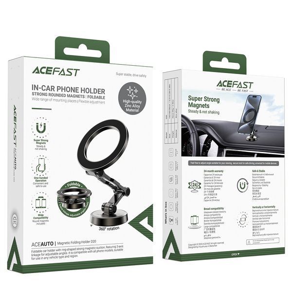 Автодержатель для телефона ACEFAST D20 magnetic folding holder Metal Gray 625154599 фото