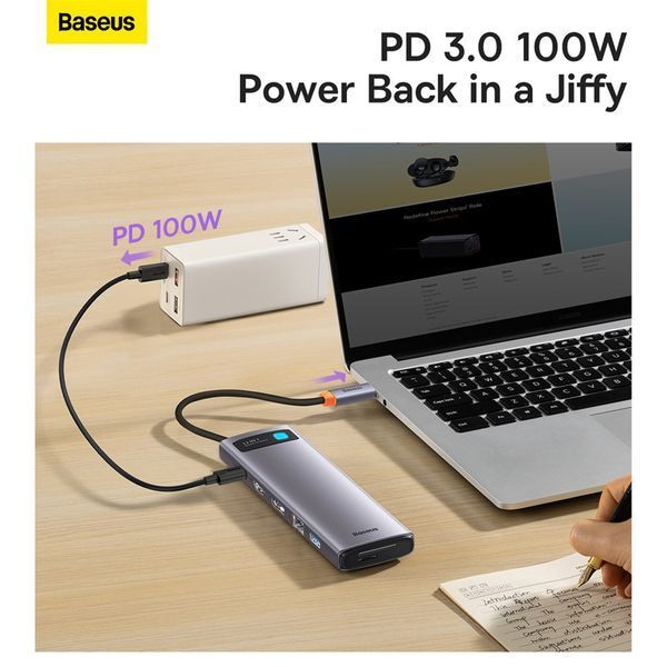 USB-хаб Baseus Metal Gleam Series 12-in-1 Multifunctional Type-C HUB Docking Station Gray 551155174 фото