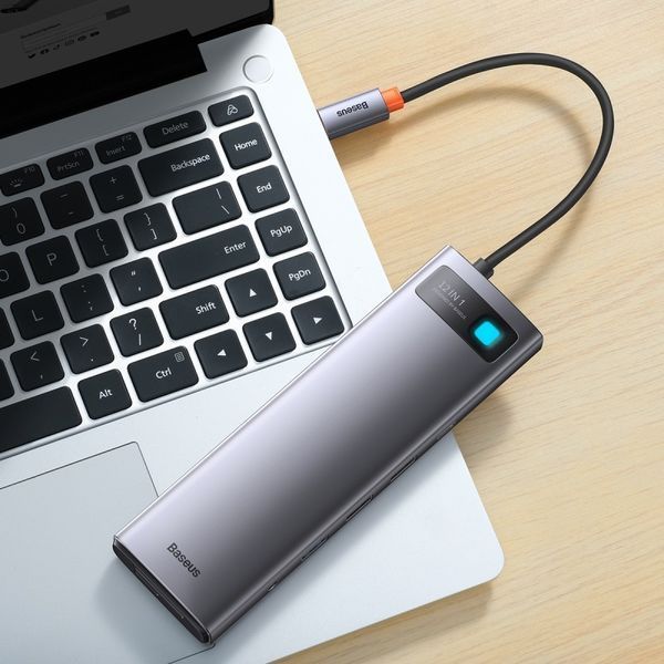 USB-хаб Baseus Metal Gleam Series 12-in-1 Multifunctional Type-C HUB Docking Station Gray 551155174 фото