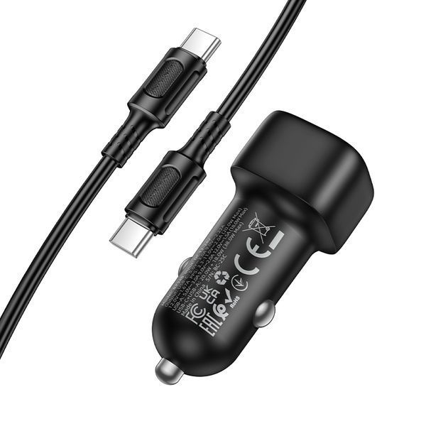 Автомобільний зарядний пристрій BOROFONE BZ34B Cloud PD38W(1C1A) car charger set(C to C) Black 435238968 фото