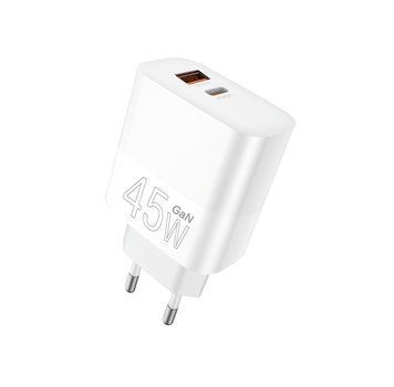 Мережевий зарядний пристрій WUW-C209 45W PD USB-C + USB QC3.0 18W white 576834638 фото