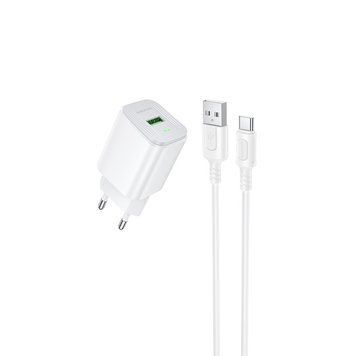 Мережевий зарядний пристрій BOROFONE BAS82A Star single port QC3.0 charger set (Type-C) (EU) White 998825191 фото