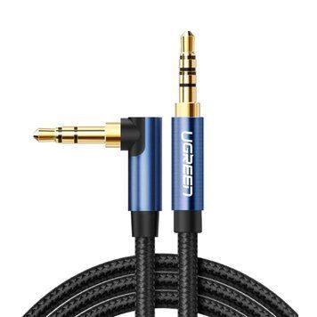 Аудиокабель UGREEN 3.5mm Male to 3.5mm Male Cable Gold Plated Metal Case with Braid 1m (Blue Black) 664569209 фото