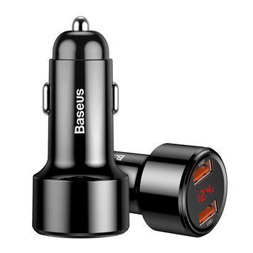 Автомобільний зарядний пристрій Baseus Magic Series Dual QC Digital Display 45W Black 383137516 фото
