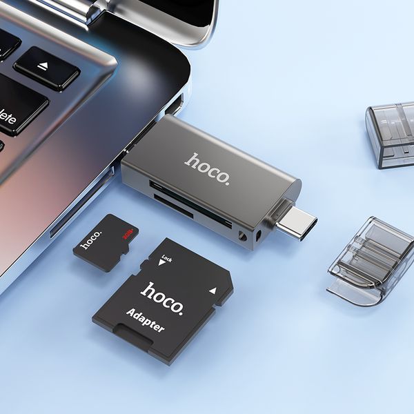 Кардрідер HOCO HB39 USB/Type-C 3.0 high-speed card reader Metal Gray 210932279 фото