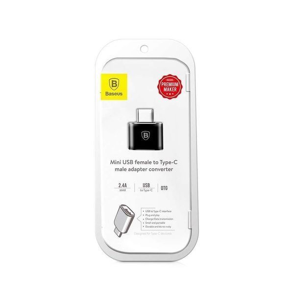 Адаптер Baseus USB Female To Type-C Male Adapter Converter Black 875784736 фото