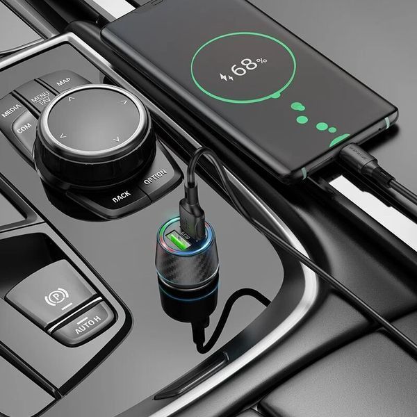 Автомобільний зарядний пристрій BOROFONE BZ21A Brilliant 36W dual port QC3.0 car charger Black 822338889 фото