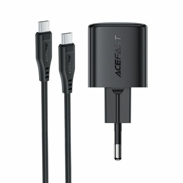 Мережевий зарядний пристрій з кабелем ACEFAST A117 PD20W mini GaN fast charger set(P16),black Black 390579363 фото
