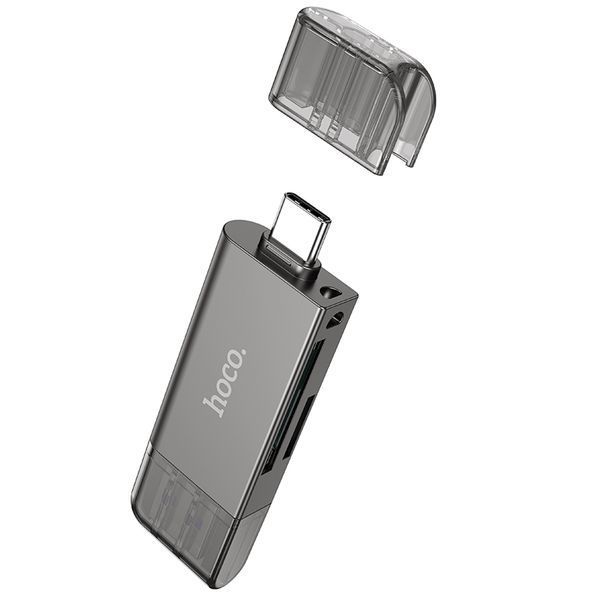 Кардрідер HOCO HB39 USB/Type-C 3.0 high-speed card reader Metal Gray 210932279 фото