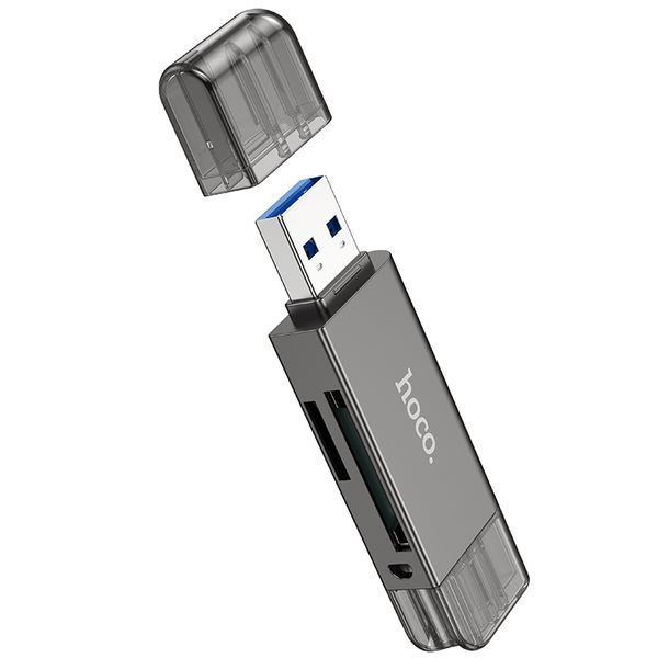 Кардрідер HOCO HB39 USB/Type-C 3.0 high-speed card reader Metal Gray 210932279 фото