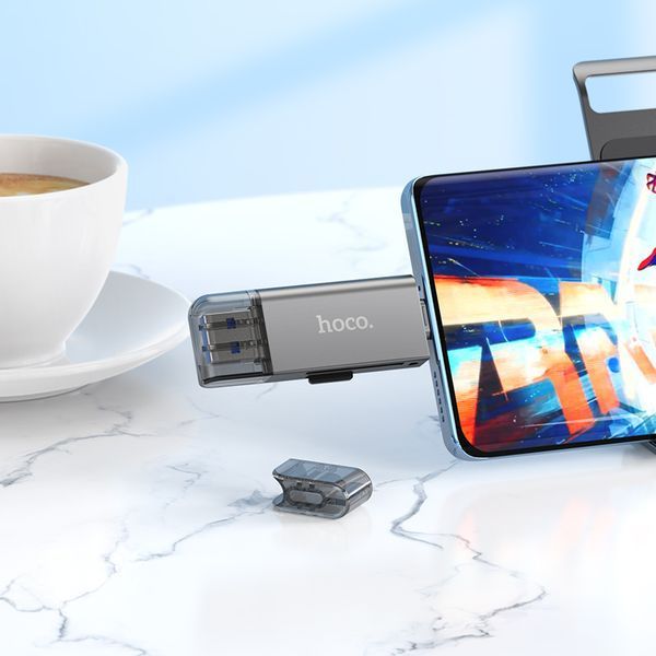 Кардрідер HOCO HB39 USB/Type-C 3.0 high-speed card reader Metal Gray 210932279 фото