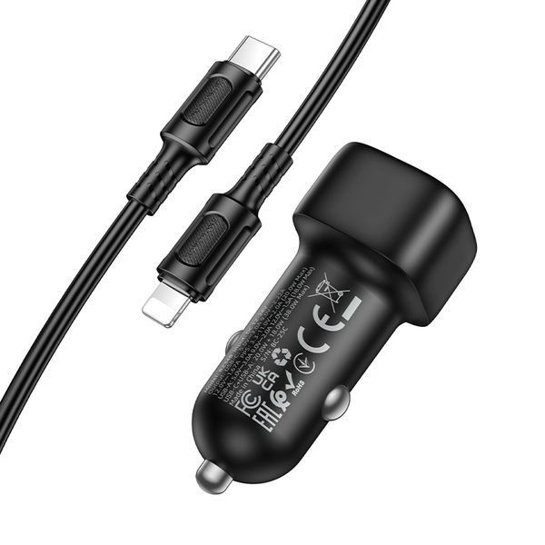 Автомобільний зарядний пристрій BOROFONE BZ34B Cloud PD38W(1C1A) car charger set(C to iP) Black 341915316 фото