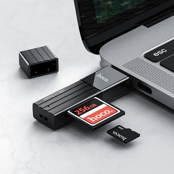 USB-хаб HOCO HB20 Mindful 2-in-1card reader(USB3.0) Black 410461123 фото