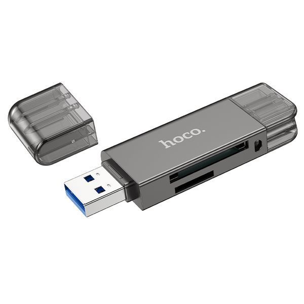 Кардрідер HOCO HB39 USB/Type-C 3.0 high-speed card reader Metal Gray 210932279 фото