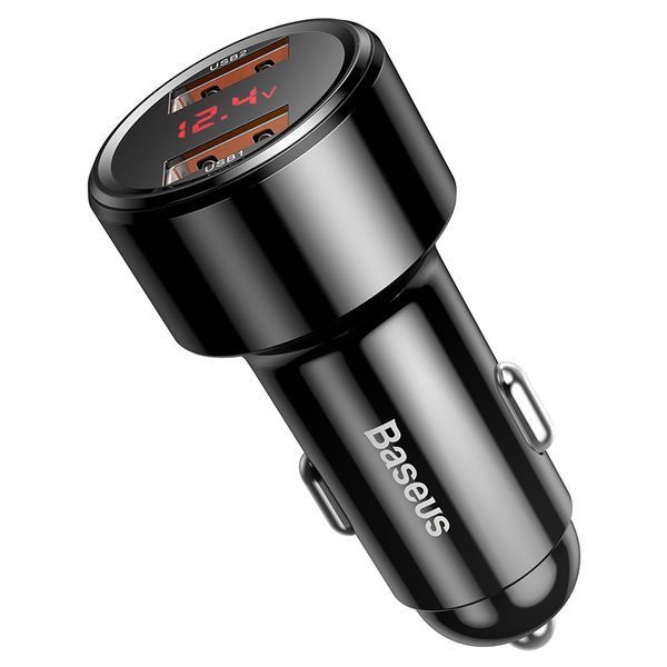 Автомобільний зарядний пристрій Baseus Magic Series Dual QC Digital Display 45W Black 383137516 фото