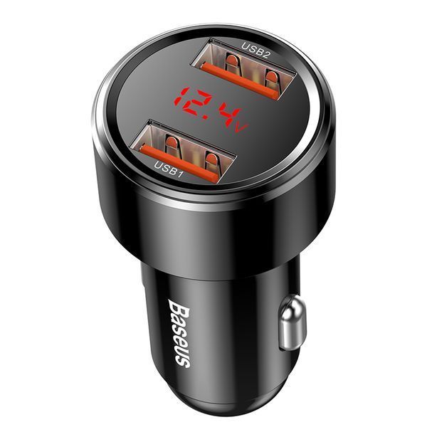 Автомобільний зарядний пристрій Baseus Magic Series Dual QC Digital Display 45W Black 383137516 фото