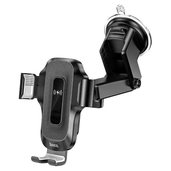 Автодержатель для телефона с БЗУ HOCO HW3 Wise automatic induction wireless fast charging car holder(center console) Black 348989276 фото