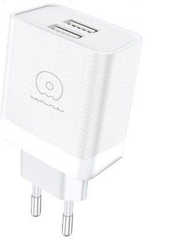 Мережевий зарядний пристрій WUW-C222 2.4A Charger 2 USB A white 112814263 фото