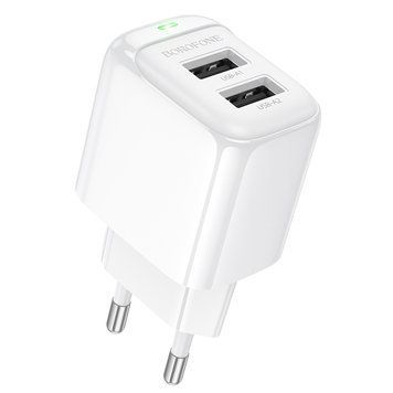 Мережевий зарядний пристрій BOROFONE BAS41A Potential dual-port charger White 917428355 фото