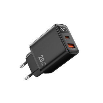 Мережевий зарядний пристрій WIWU 20W Firefly GaN Fast Charger 1A+1C with digital display Wi-G009 EU Black 940096028 фото