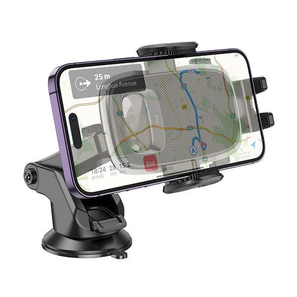 Автодержатель для телефона HOCO H15 Fair push-type car holder(center console) Black 475887186 фото