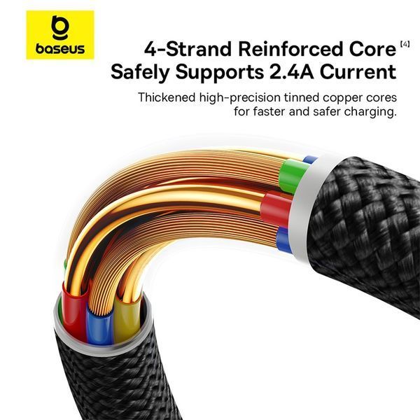 Кабель Baseus Dura Series Fast Charging Cable USB to iP 2.4A 1m Red+Black 312962483 фото