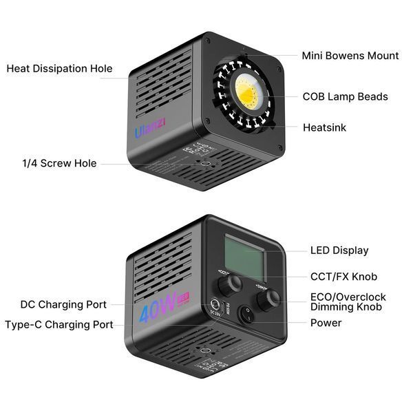 Відеосвітло Ulanzi Vijim 40W RGB COB Fill Light (L024 40WRGB) 256800094 фото