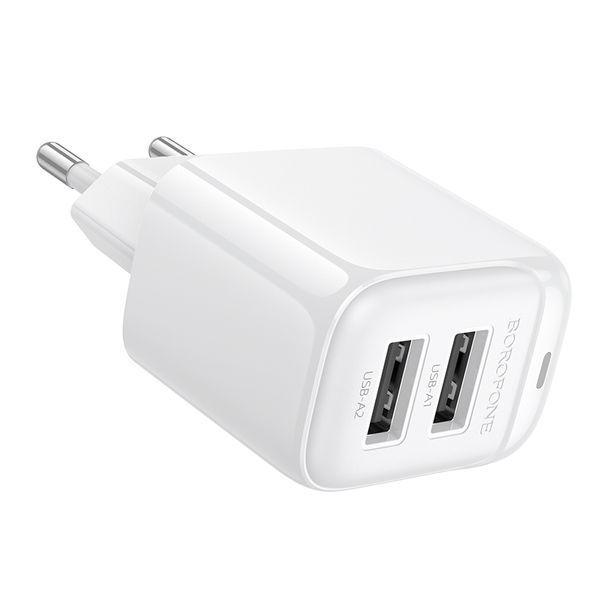 Мережевий зарядний пристрій BOROFONE BAS41A Potential dual-port charger White 917428355 фото