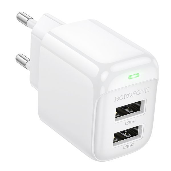 Мережевий зарядний пристрій BOROFONE BAS41A Potential dual-port charger White 917428355 фото