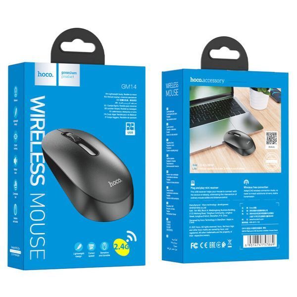 Манипулятор мышь HOCO GM14 Platinum 2.4G business wireless mouse Black 349054820 фото