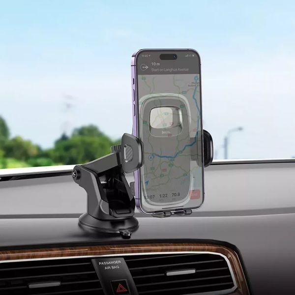 Автодержатель для телефона HOCO H15 Fair push-type car holder(center console) Black 475887186 фото