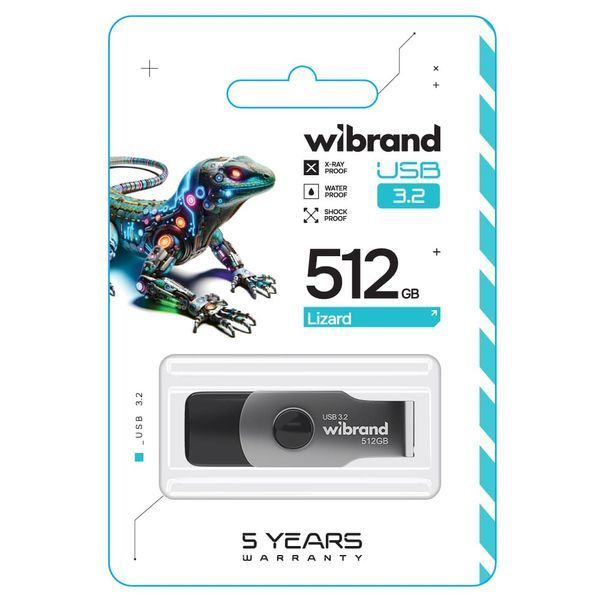 Флеш-накопитель Wibrand USB 3.2 Gen1 Lizard 512GB Black 681421368 фото
