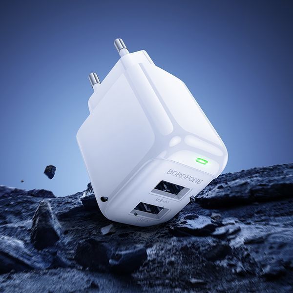Мережевий зарядний пристрій BOROFONE BAS41A Potential dual-port charger White 917428355 фото