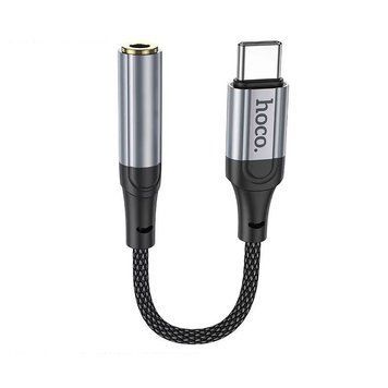 Аудiокабель HOCO LS36 Type-C to 3.5 female, nylon braid, 0.12m, Black 170262571 фото