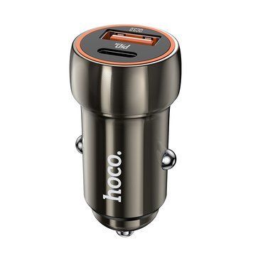 Автомобільний зарядний пристрій HOCO Z46A Blue whale PD20W+QC3.0 car charger Metal Gray 860208447 фото