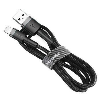 Кабель Baseus Cafule Cable USB For Lightning 2.4A 0.5m Gray+Black 662054638 фото