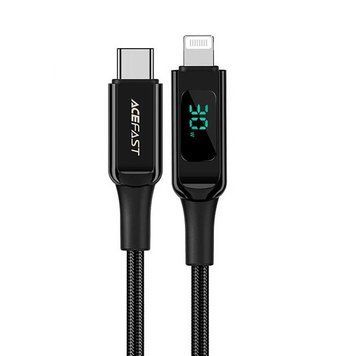 Кабель ACEFAST C6-01 Type-C to iP, 3A, 30W, 1.2m, nylon, zinc connectors, Black 106467032 фото