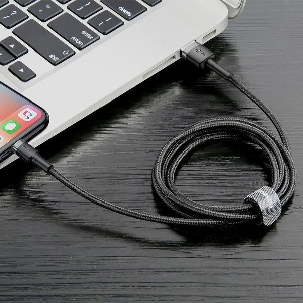 Кабель Baseus Cafule Cable USB For Lightning 2.4A 0.5m Gray+Black 662054638 фото
