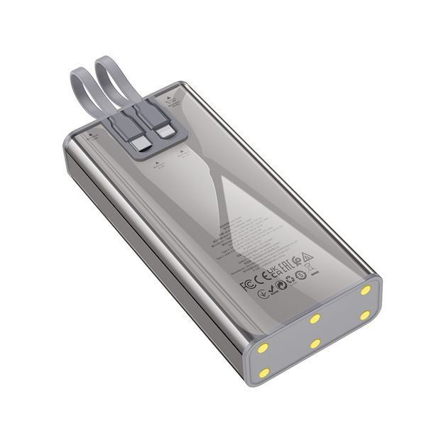 Зовнішній акумулятор HOCO J104A Discovery edition 22.5W fully compatible power bank with cable(20000mAh) Gray 256216487 фото